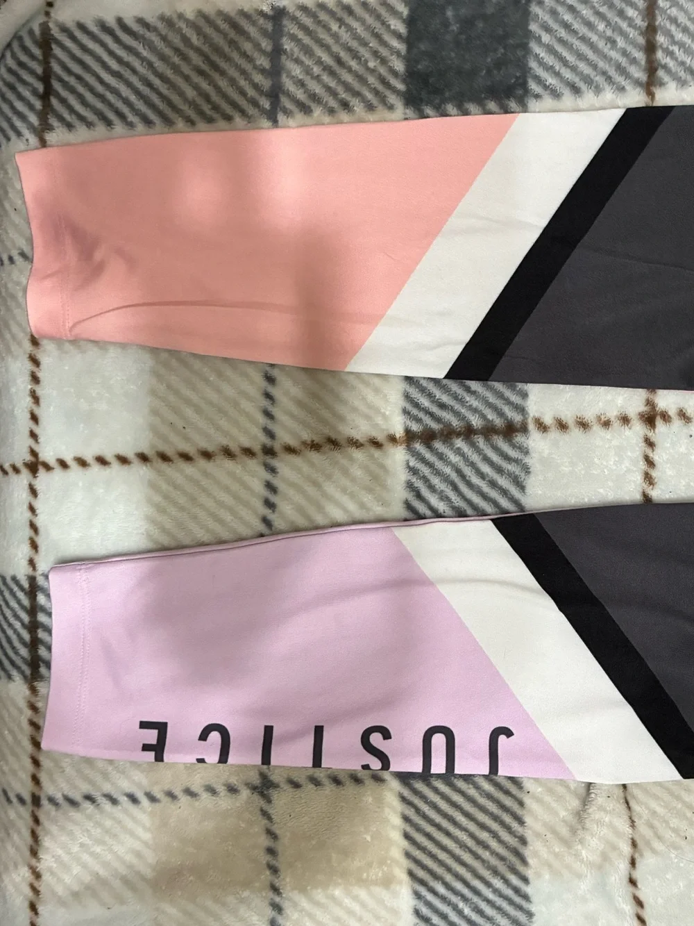 Justice Girls' Gray Leggings with Pink and Lavender Colorblock